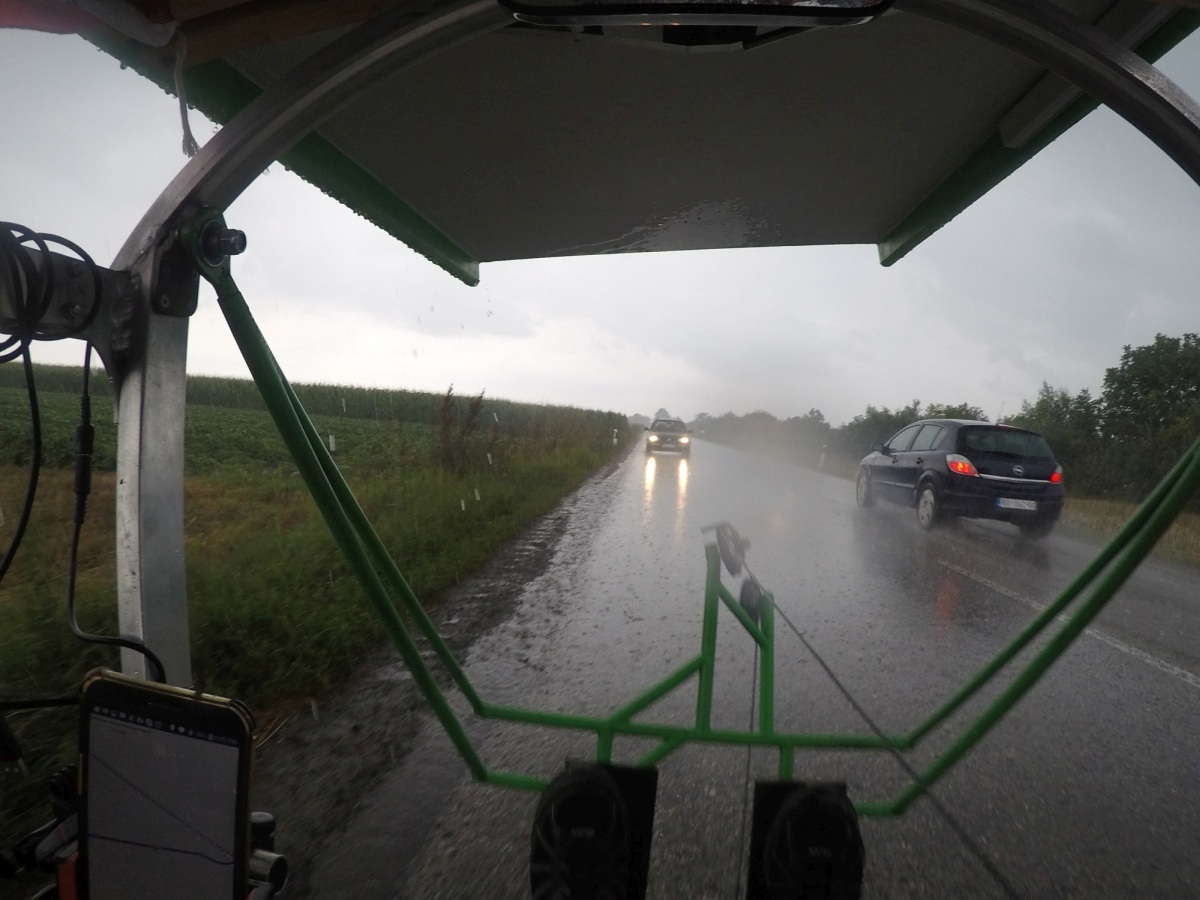 We experienced our first periods of really intense rain as we worked our way east through Croatia. The roof protected quite well in ligher rains, but in downpours like this there was no hope to stay dray.