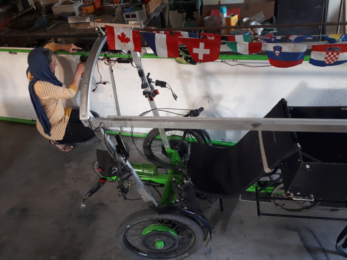 With the last media interviews done and us having had a chance to ride through the city of Tehran, it was time to get the entire trike disassembled and ready to ship back to Vancouver. This is the start of that lengthy process.