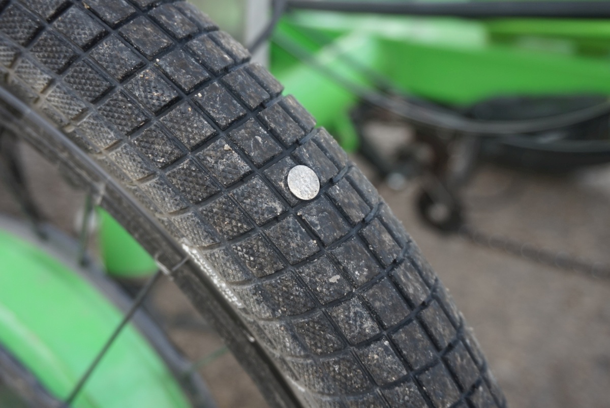 Our final flat tire was a straight up thumbtack.