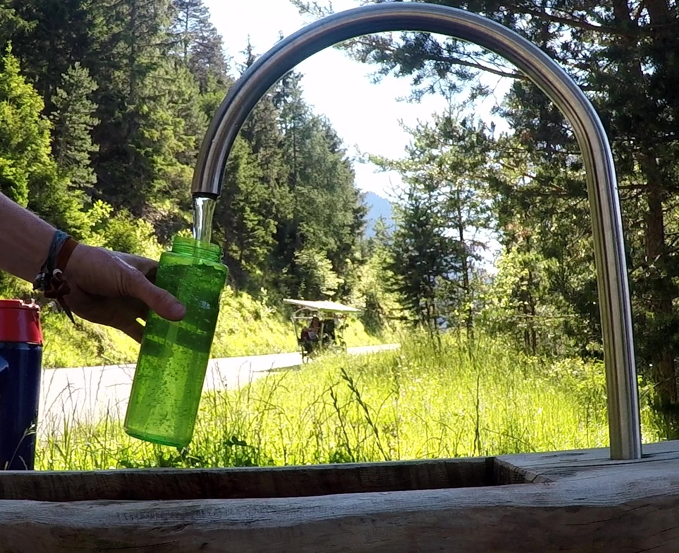 Just when we wanted to stop for a thirst break while on the last climb in Switzerland, we see this spring fed fountain on the side of the road pouring crystal clear water 24/7. It was too perfect.