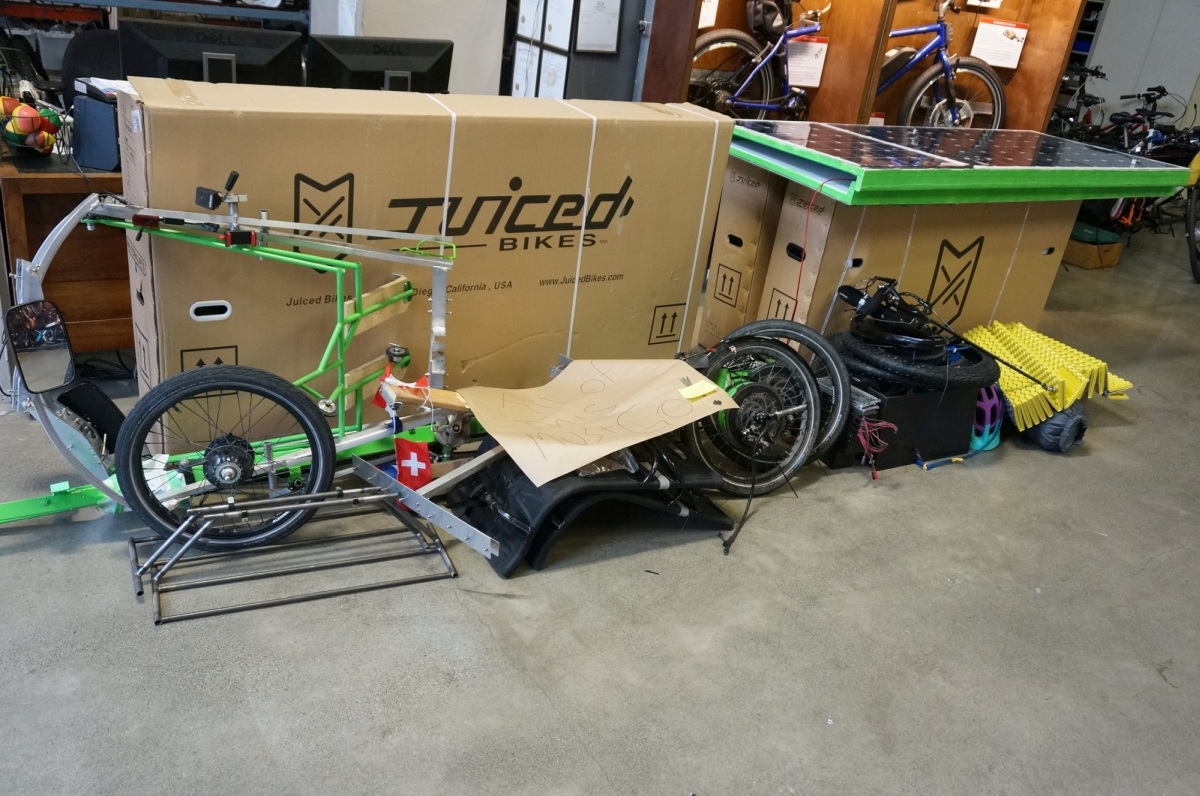 After another allnighter, the entire trike was fully disassmbled to raw components and left on the floor for the staff at Grin to pack up and ship via air cargo, while Justin and AnSo rushed off to the airport.