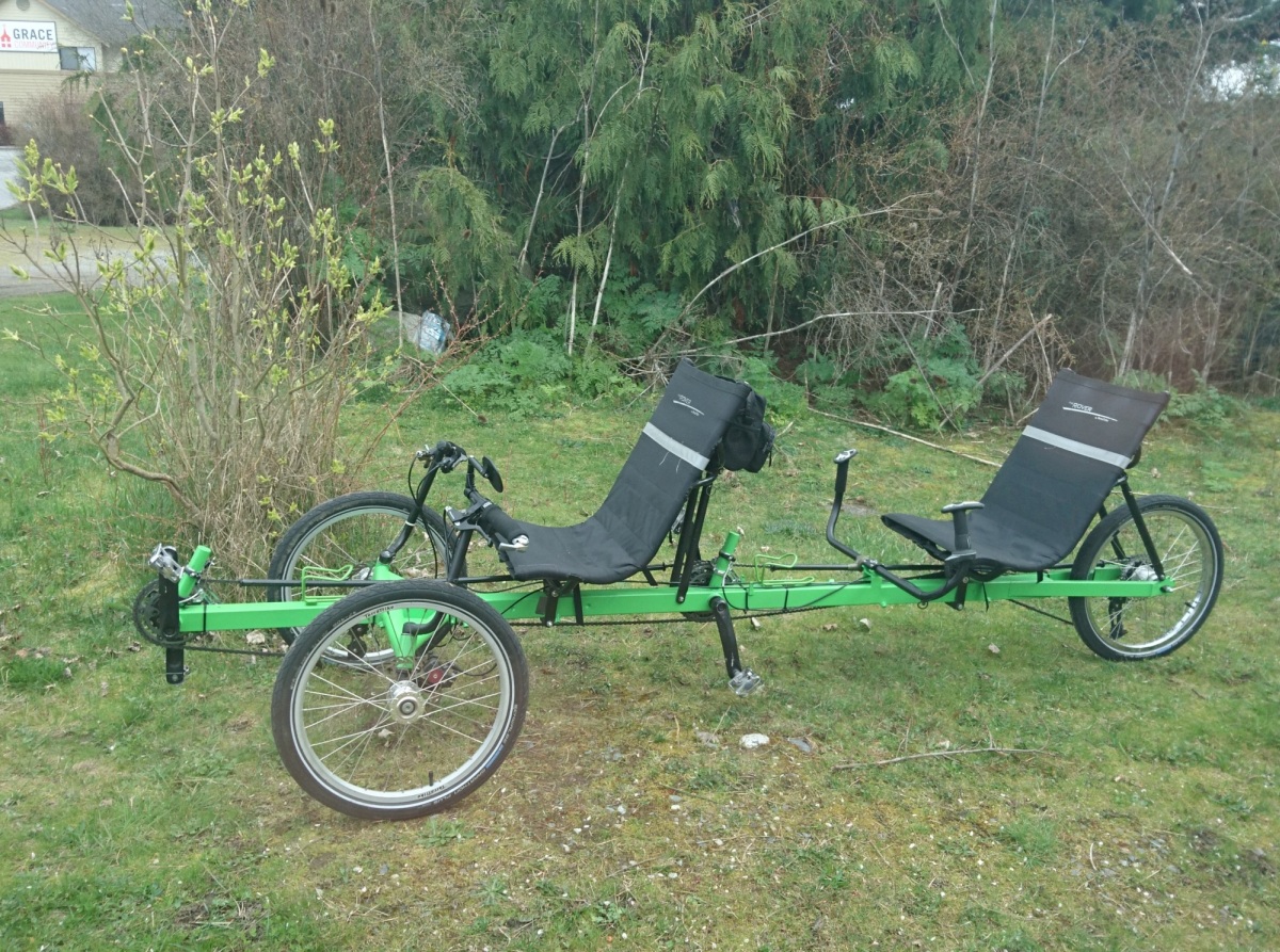 Here's the tandem trike as we found it from a Craigslist posting, we couldn't believe our luck.